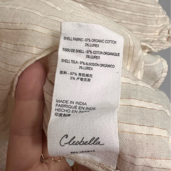 Cleobella Ari Blouse Peasant Top in Ivory with Gold sparkle S - Picture 8 of 9